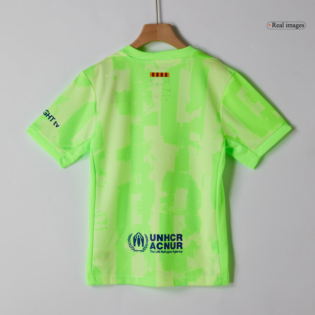 Kid's Barcelona Third Away Soccer Jersey Kit(Jersey+Shorts+Socks) 2024/25- UCL (Spotify Logo Without Text) footmaillots.fr