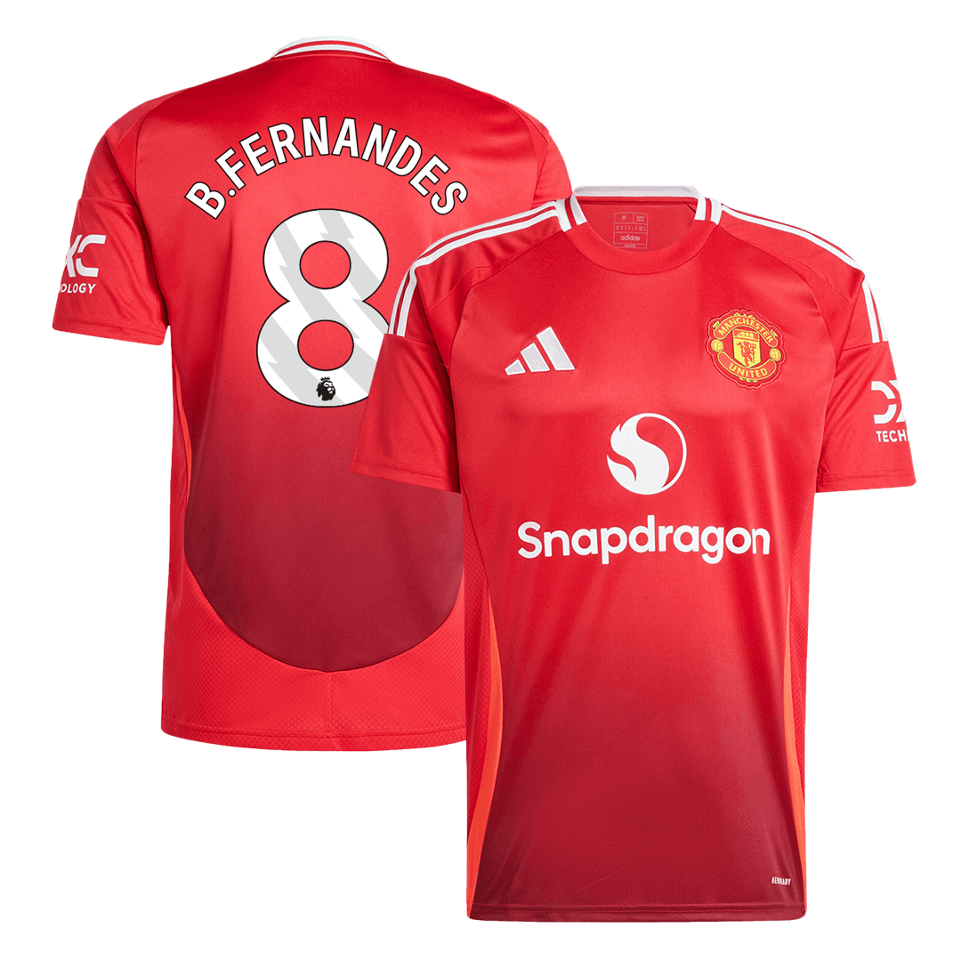 B.FERNANDES #8 Manchester United Home Soccer Jersey 2024/25 footmaillots.fr