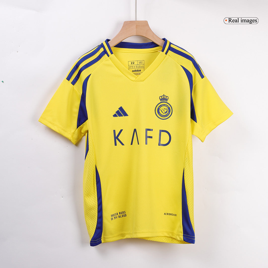 Kid's RONALDO #7 Al Nassr Home Soccer Jersey Kit(Jersey+Shorts+Socks) 2024/25 footmaillots.fr