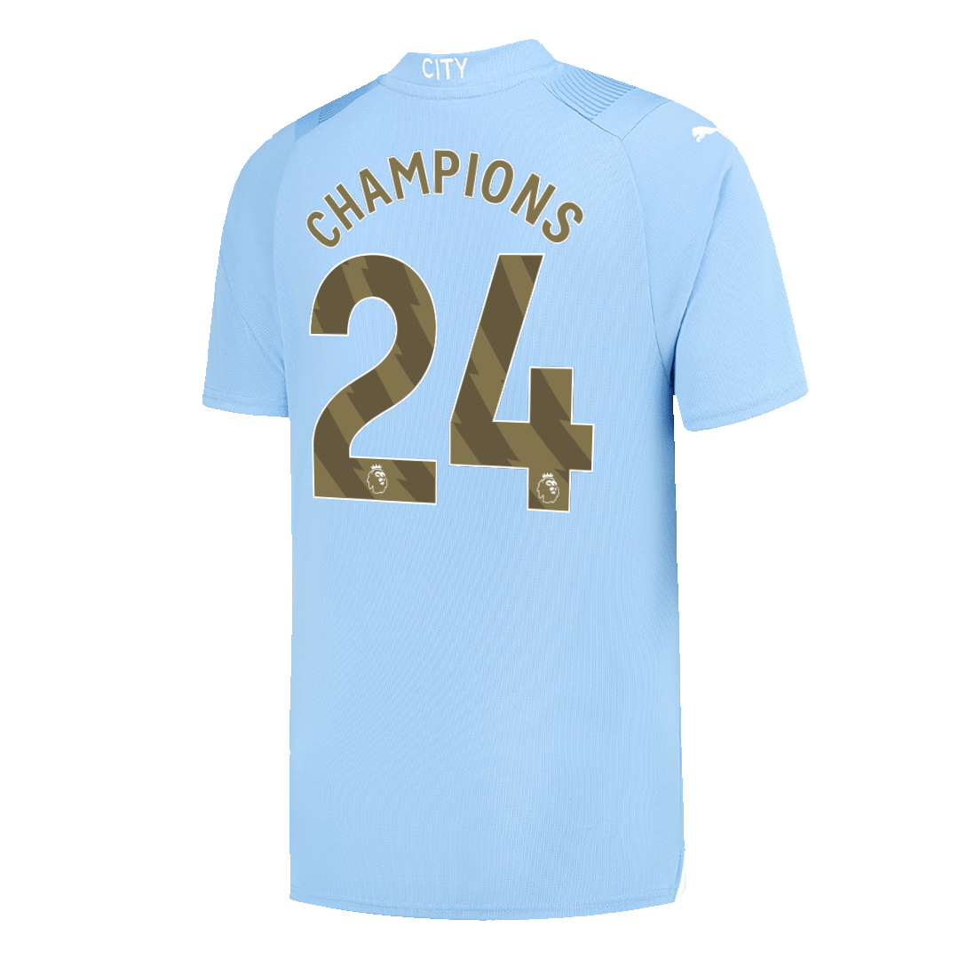 CHAMPIONS #24 Manchester City Home Soccer Jersey 2023/24 footmaillots.fr