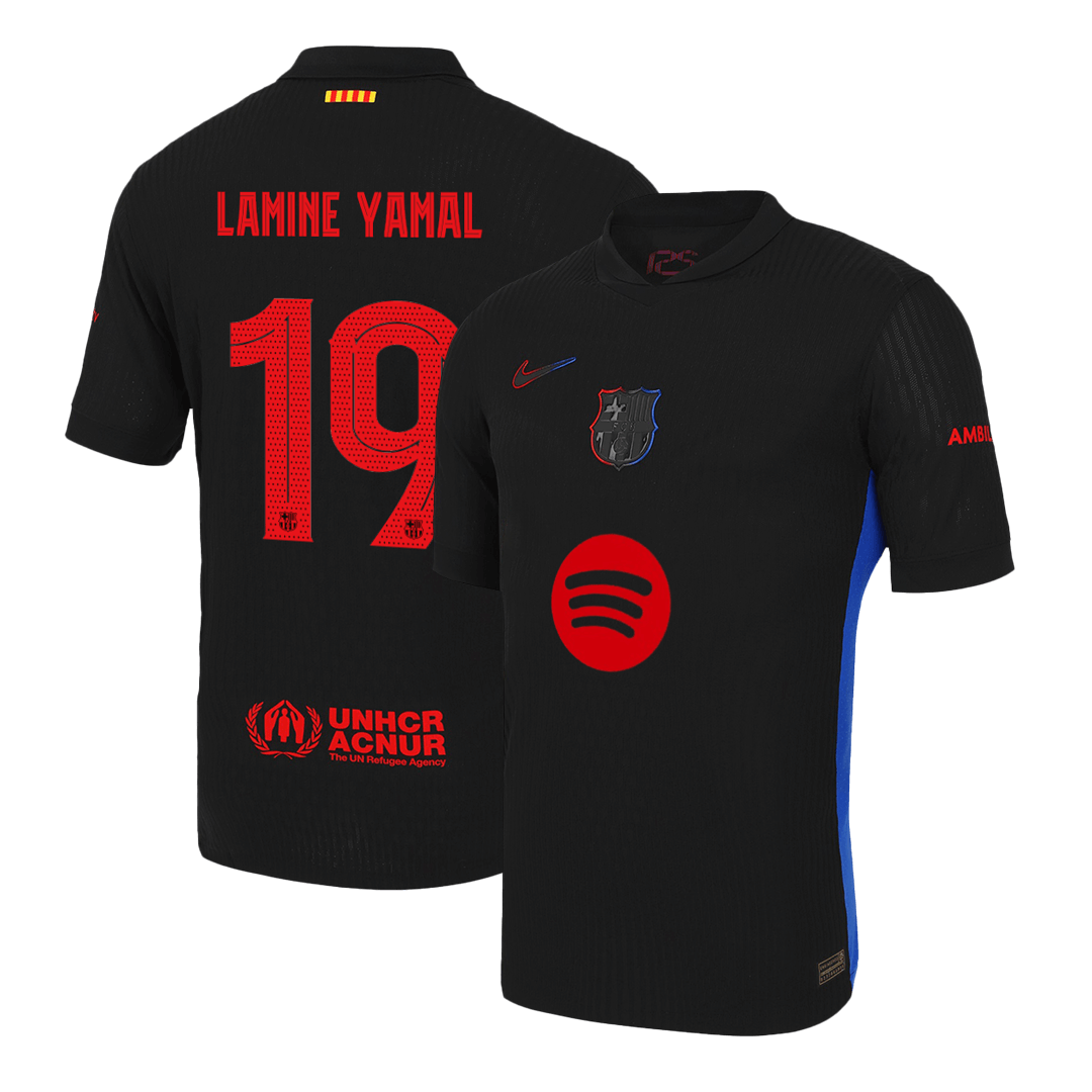 Player Version LAMINE YAMAL #19 Barcelona Away Soccer Jersey 2024/25k - UCL?Spotify Logo Without Text? footmaillots.fr