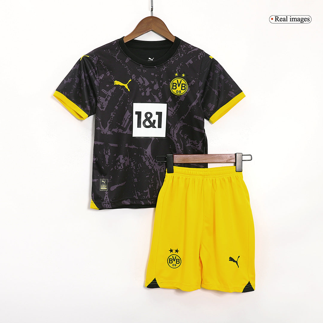 Kid's Borussia Dortmund Away Soccer Jersey Kit(Jersey+Shorts) 2023/24 footmaillots.fr