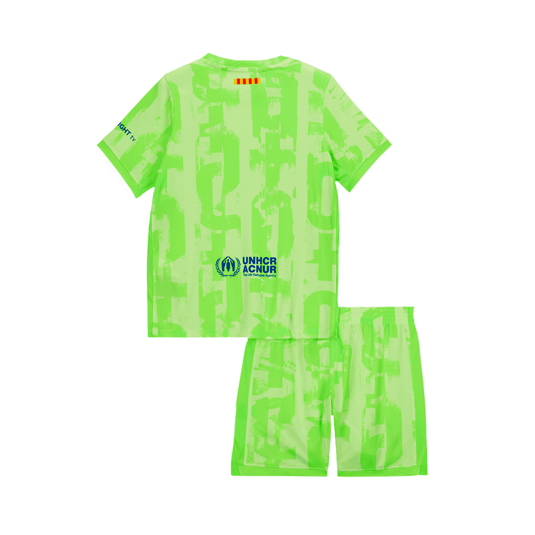 Kid's Barcelona Third Away Soccer Jersey Kit(Jersey+Shorts) 2024/25 - UCL (Spotify Logo Without Text) footmaillots.fr