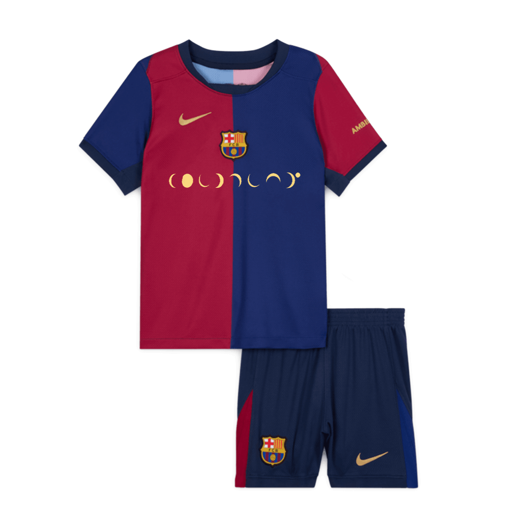 Kid's Barcelona Home Soccer Jersey Kit(Jersey+Shorts) 2024/25 - COLDPLAY footmaillots.fr
