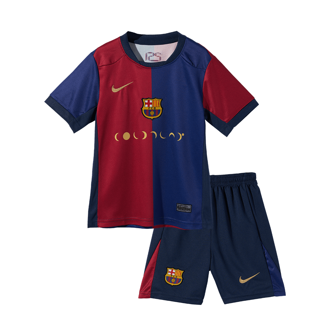 Kid's Barcelona Home Soccer Jersey Kit(Jersey+Shorts) 2024/25 - COLDPLAY footmaillots.fr