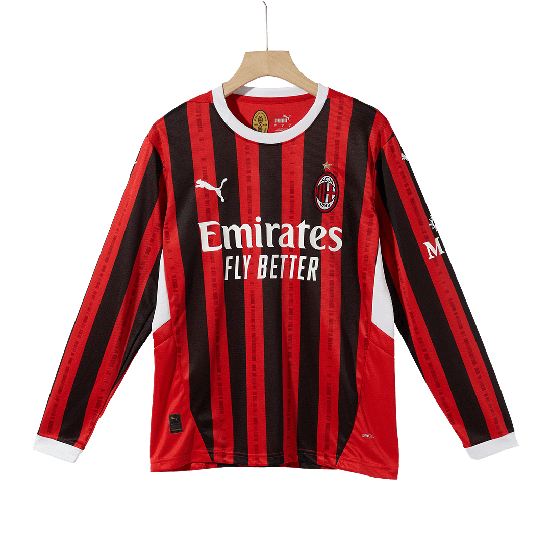 AC Milan Home Long Sleeve Soccer Jersey 2024/25 footmaillots.fr