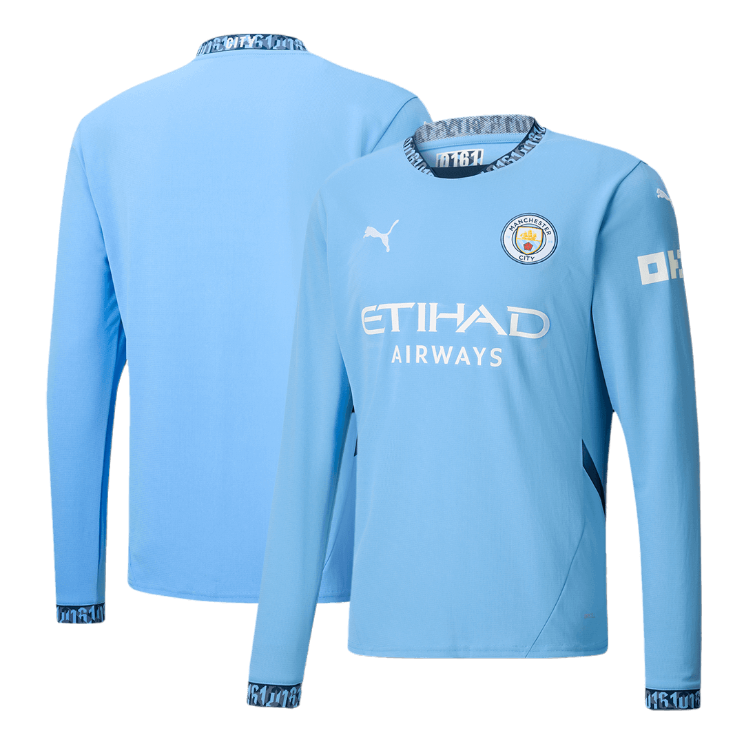 Manchester City Home Long Sleeve Soccer Jersey 2024/25 footmaillots.fr