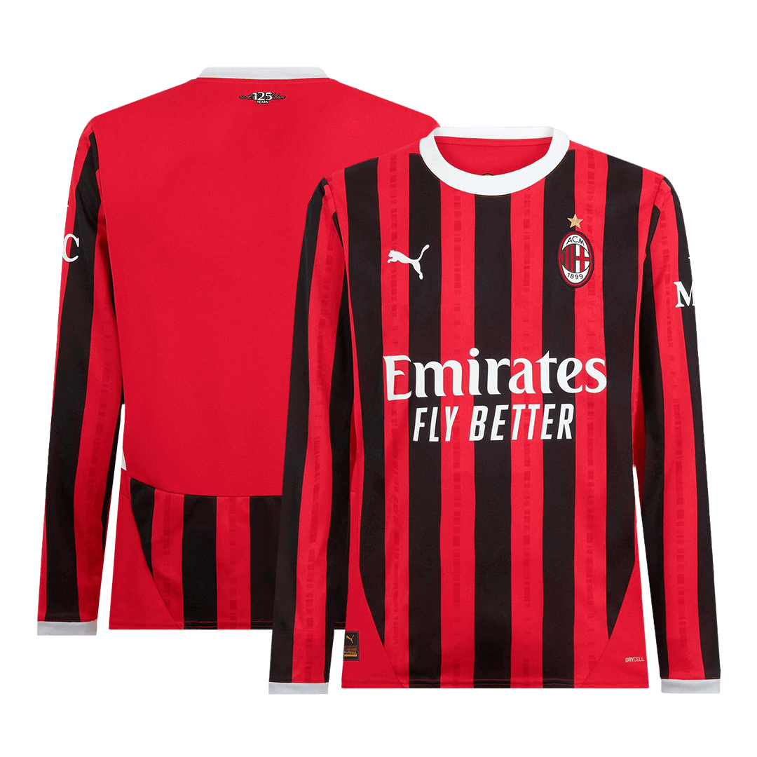 AC Milan Home Long Sleeve Soccer Jersey 2024/25 footmaillots.fr