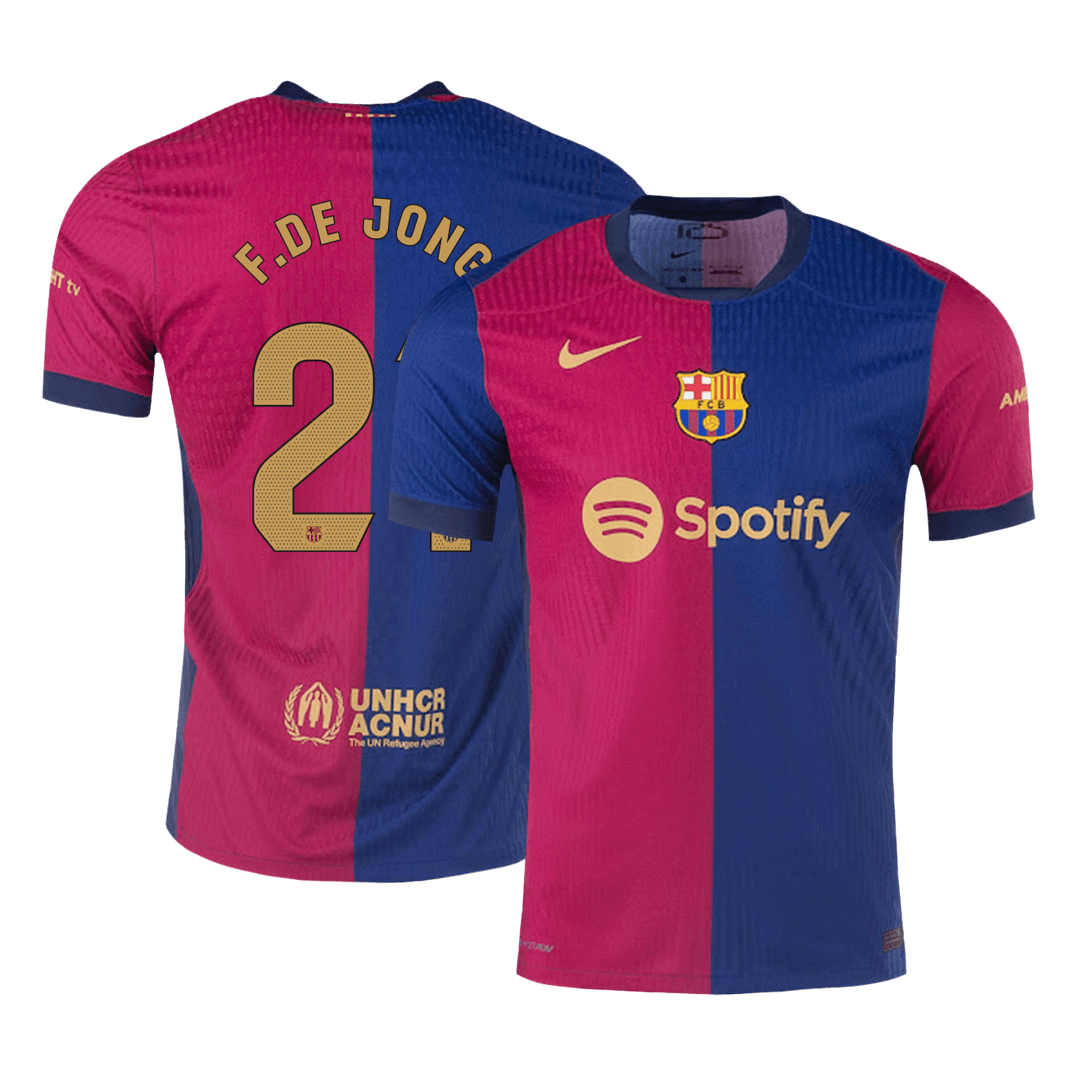 Player Version F.DE JONG #21 Barcelona Home Soccer Jersey 2024/25 footmaillots.fr