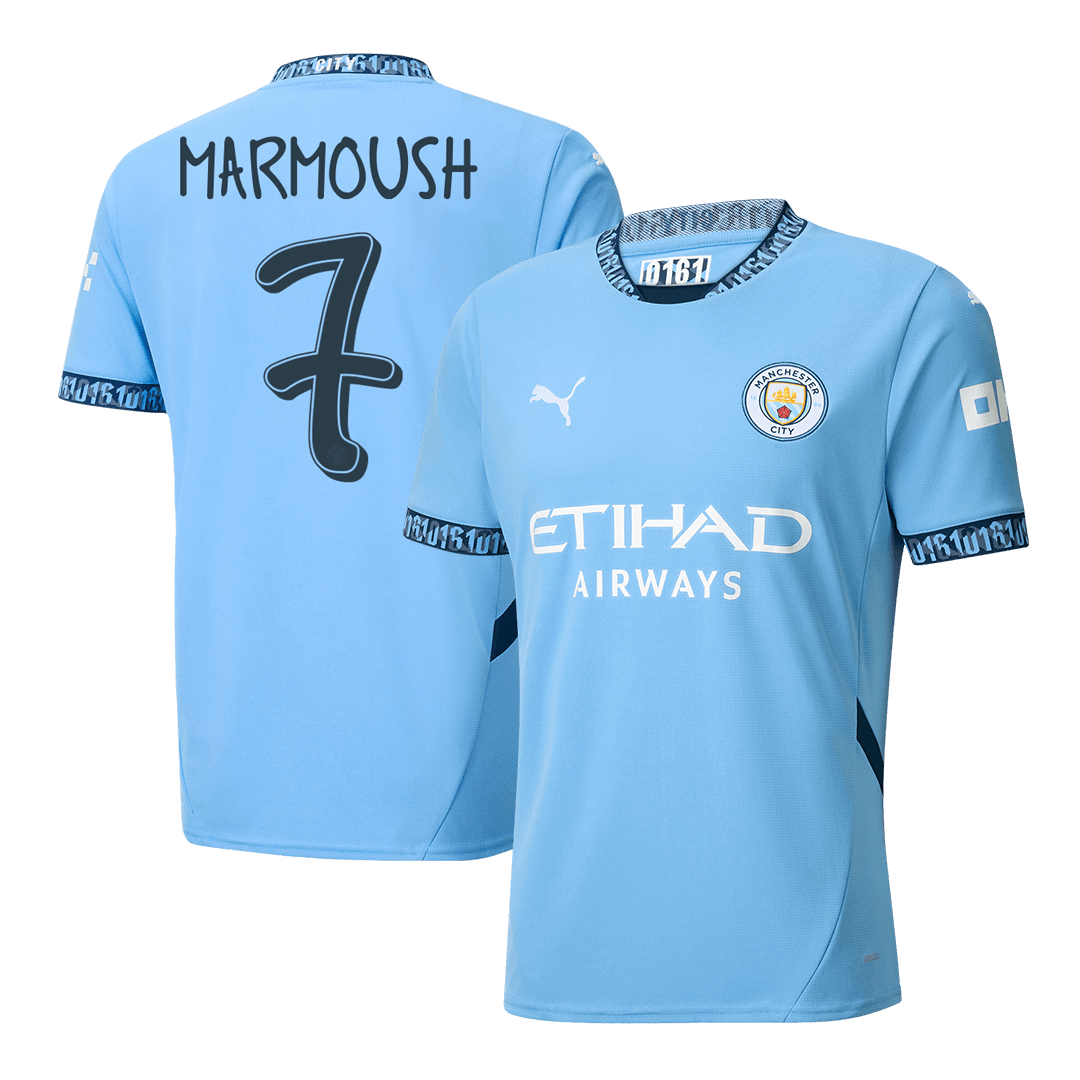 MARMOUSH #7 Manchester City Home Soccer Jersey 2024/25 - UCL footmaillots.fr