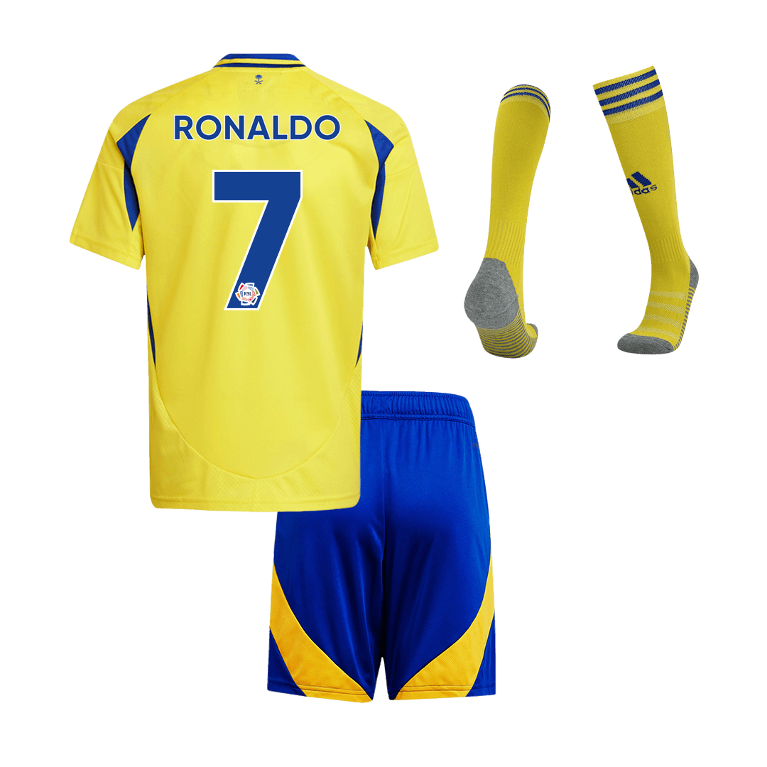 Kid's RONALDO #7 Al Nassr Home Soccer Jersey Kit(Jersey+Shorts+Socks) 2024/25 footmaillots.fr