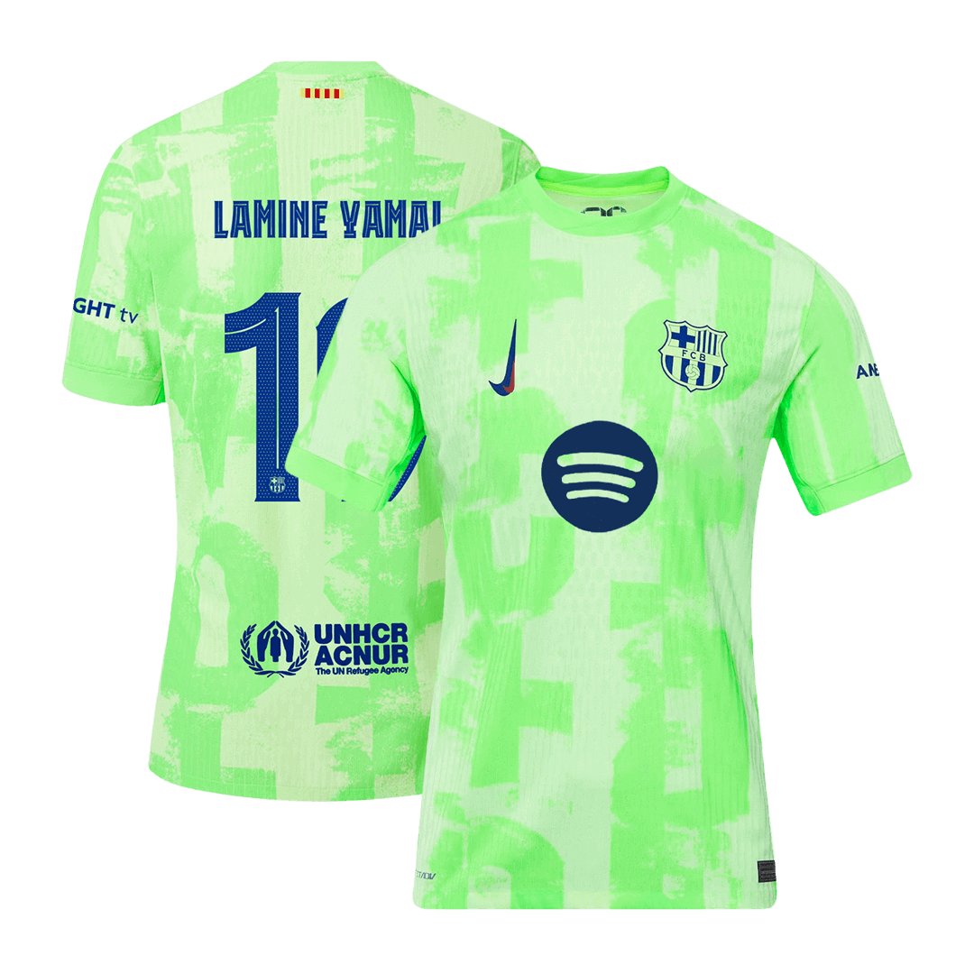 Player Version LAMINE YAMAL #19 Barcelona Third Away Soccer Jersey 2024/25- UCL?Spotify Logo Without Text? footmaillots.fr