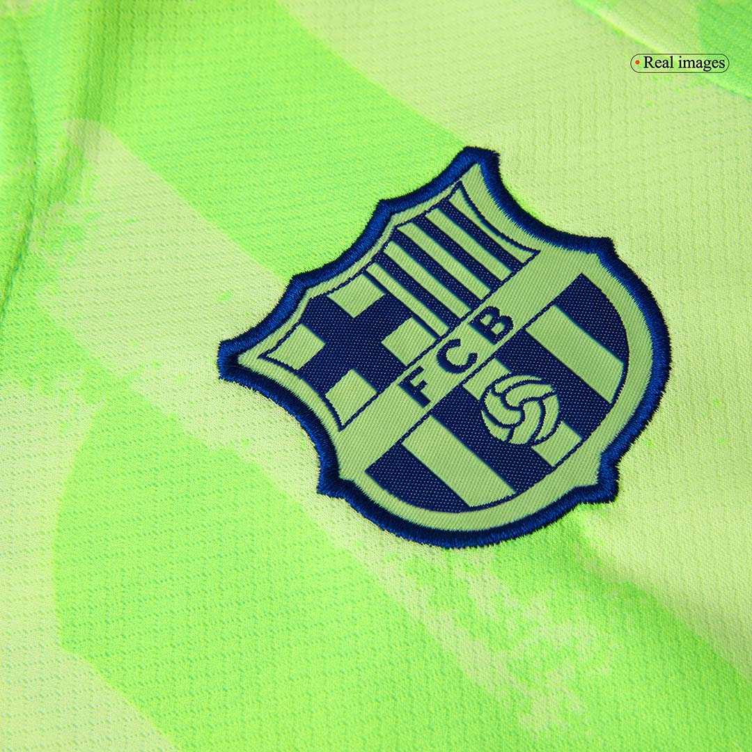 Kid's Barcelona Third Away Soccer Jersey Kit(Jersey+Shorts+Socks) 2024/25- UCL (Spotify Logo Without Text) footmaillots.fr