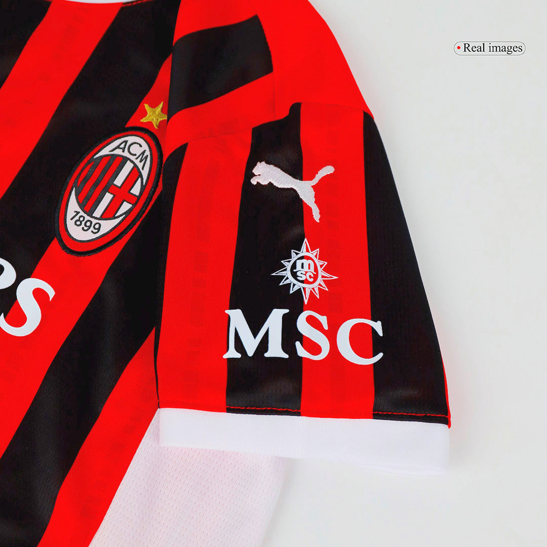Kid's AC Milan Home Soccer Jersey Kit(Jersey+Shorts) 2024/25 footmaillots.fr