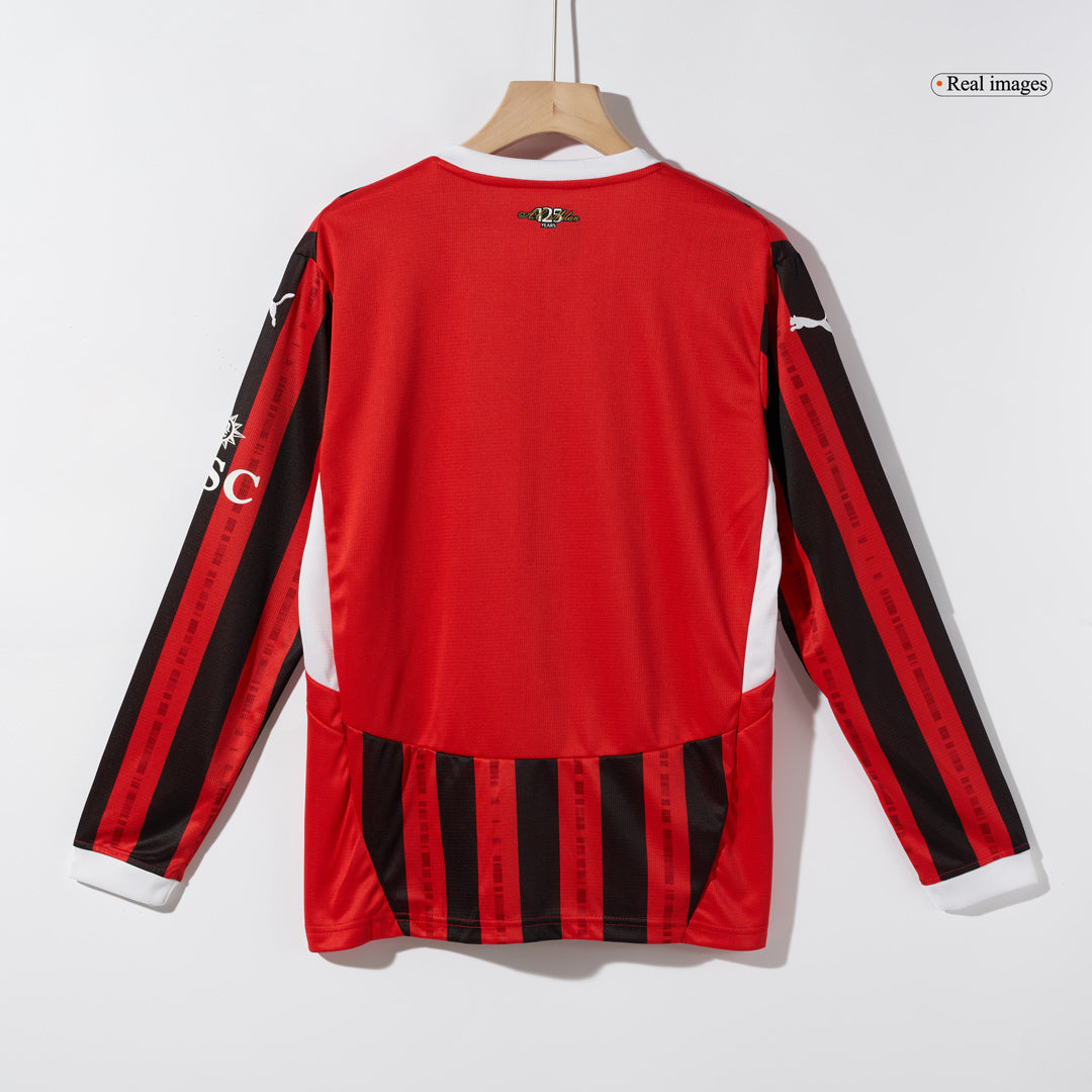 AC Milan Home Long Sleeve Soccer Jersey 2024/25 footmaillots.fr