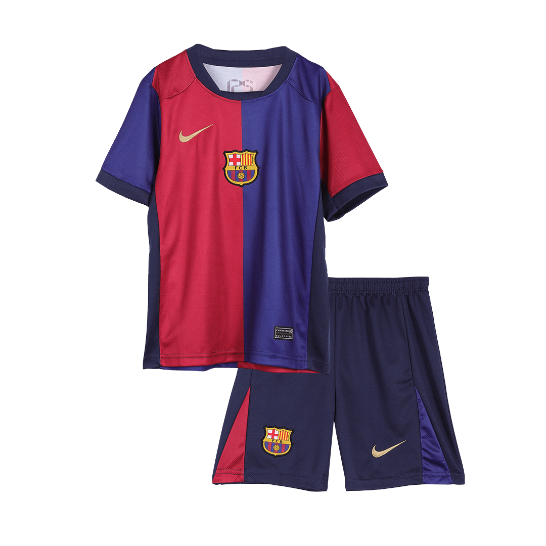 Kid's Barcelona Home Soccer Jersey Kit(Jersey+Shorts) 2024/25-Spotify Logo Without Text footmaillots.fr