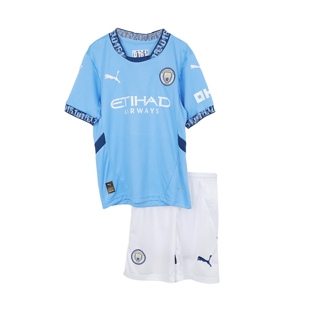 Kid's Manchester City Home Soccer Jersey Kit(Jersey+Shorts) 2024/25 footmaillots.fr