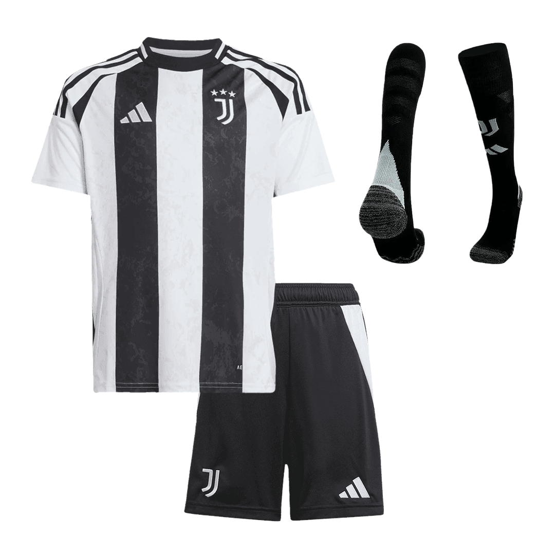 Kid's Juventus Home Soccer Jersey Kit(Jersey+Shorts+Socks) 2024/25 footmaillots.fr