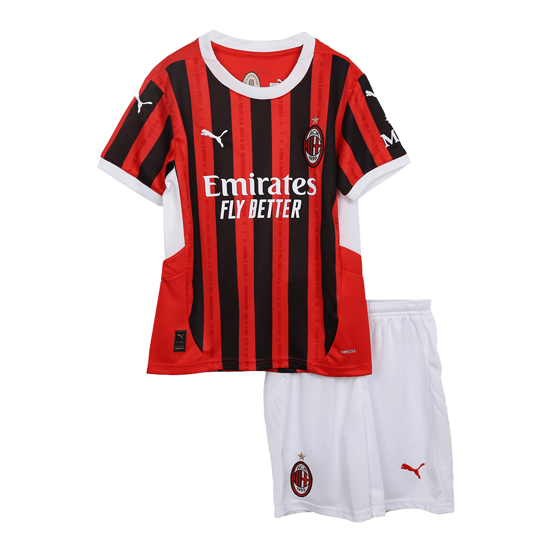 Kid's AC Milan Home Soccer Jersey Kit(Jersey+Shorts) 2024/25 footmaillots.fr
