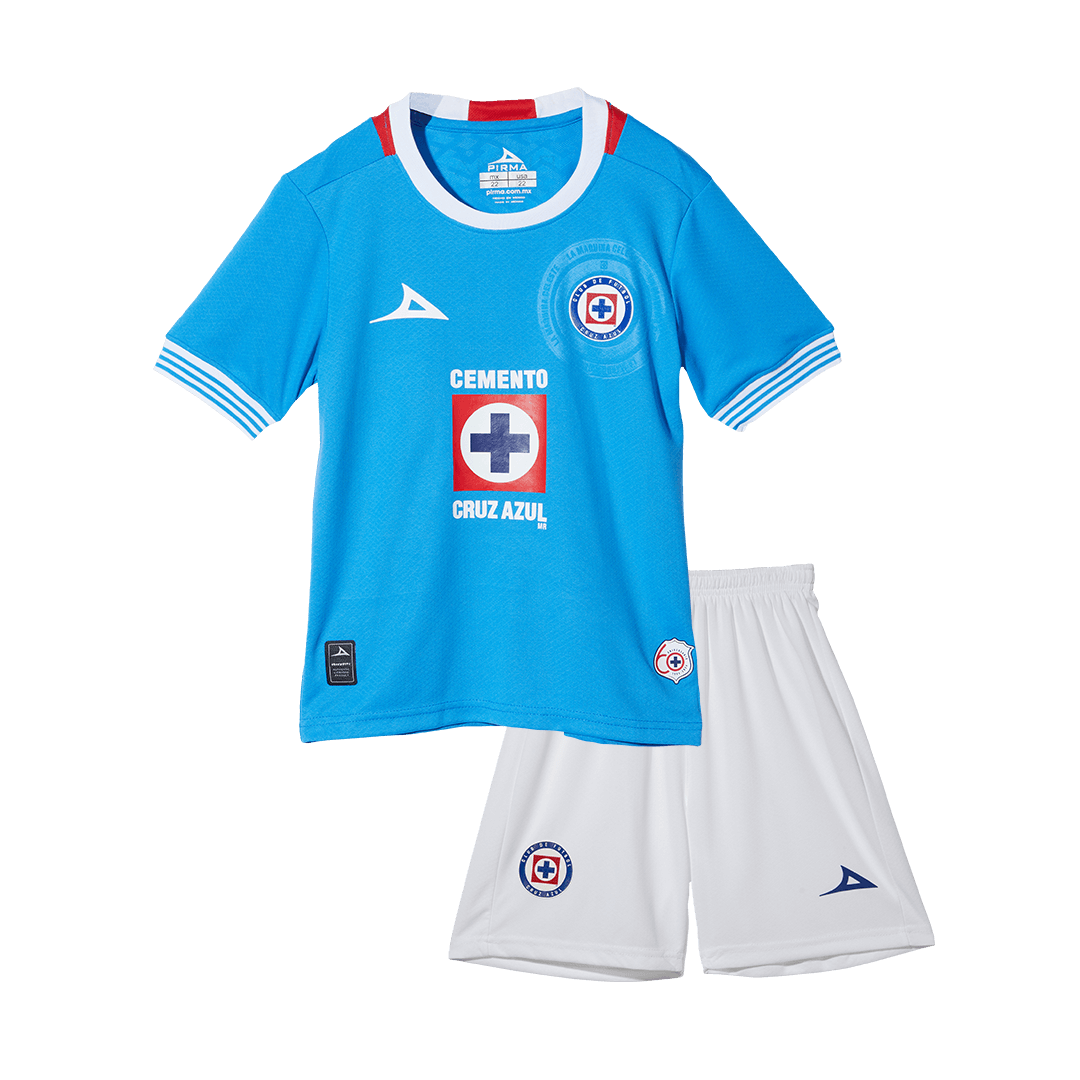 Kid's Cruz Azul Home Soccer Jersey Kit(Jersey+Shorts) 2024/25 footmaillots.fr