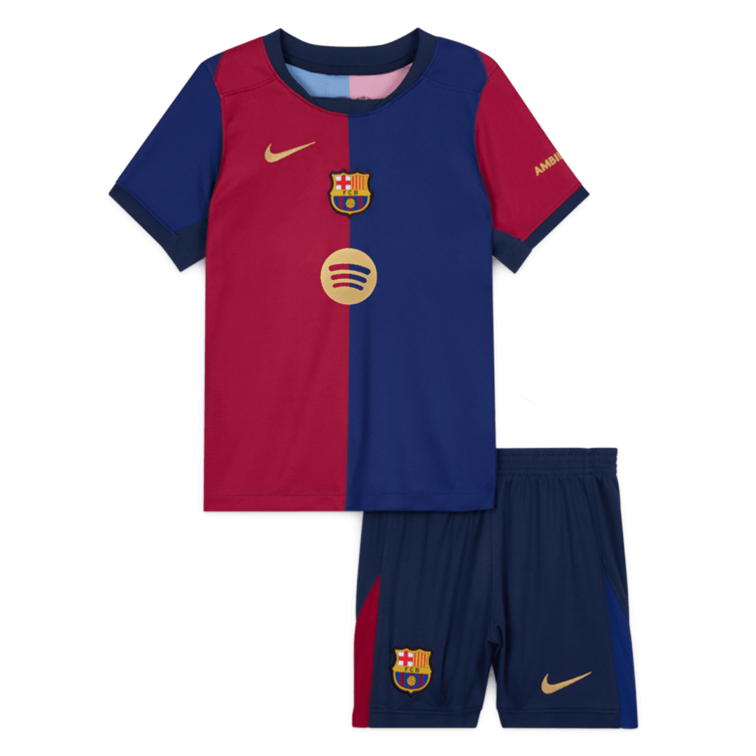 Kid's Barcelona Home Soccer Jersey Kit(Jersey+Shorts) 2024/25-Spotify Logo Without Text footmaillots.fr