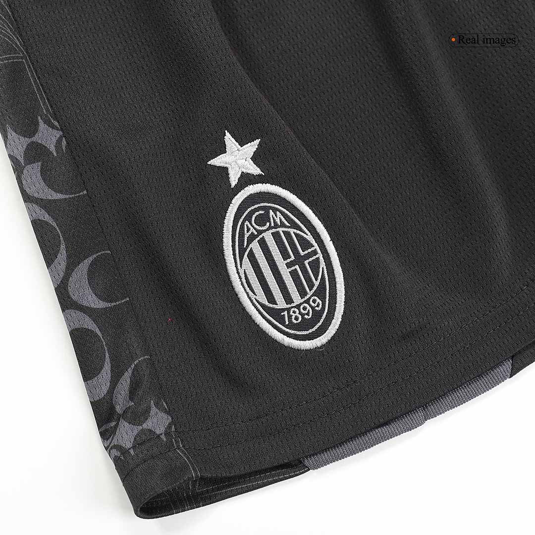 Kid's AC Milan x Pleasures Fourth Away Soccer Jersey Kit(Jersey+Shorts) 2023/24 footmaillots.fr