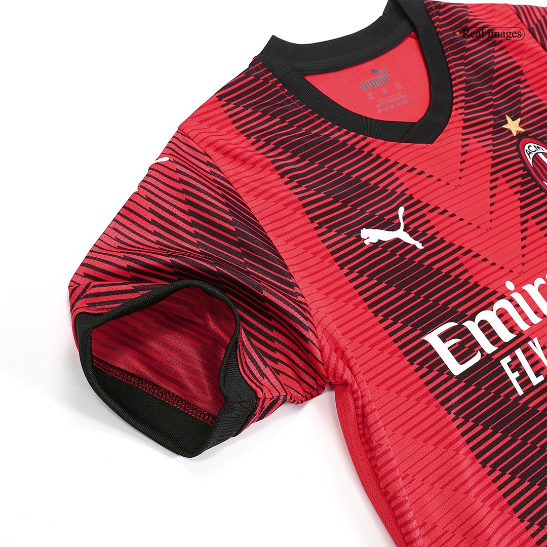 Kid's AC Milan Home Soccer Jersey Kit(Jersey+Shorts) 2023/24 footmaillots.fr