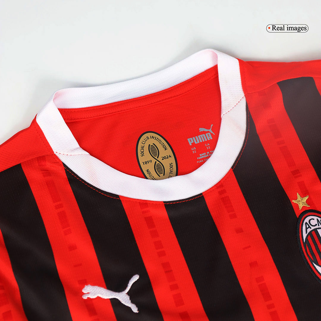 Kid's AC Milan Home Soccer Jersey Kit(Jersey+Shorts) 2024/25 footmaillots.fr