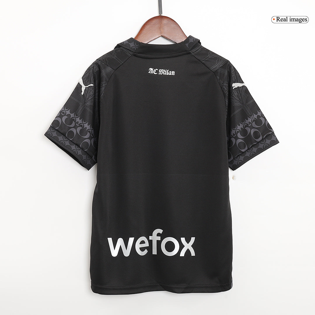Kid's AC Milan x Pleasures Fourth Away Soccer Jersey Kit(Jersey+Shorts) 2023/24 footmaillots.fr