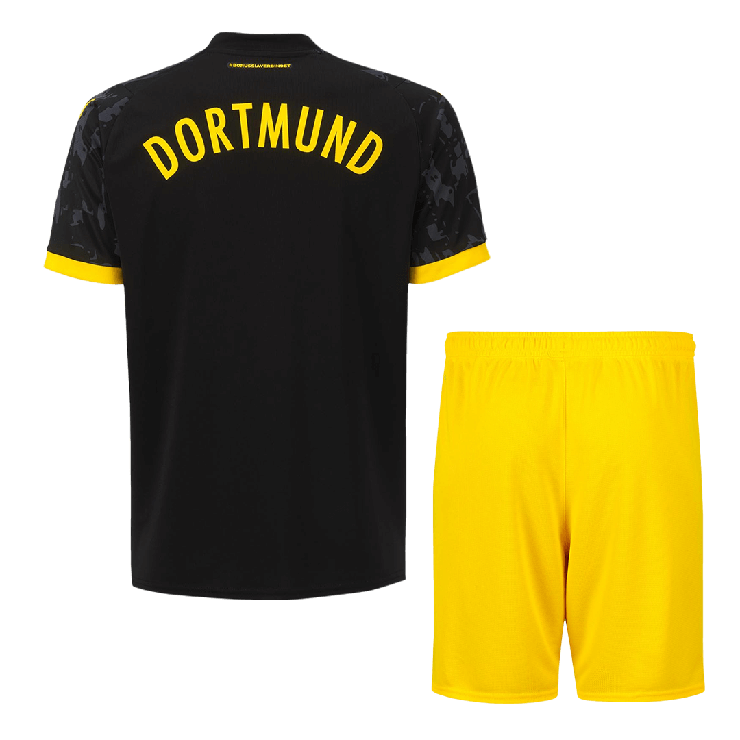 Kid's Borussia Dortmund Away Soccer Jersey Kit(Jersey+Shorts) 2023/24 footmaillots.fr