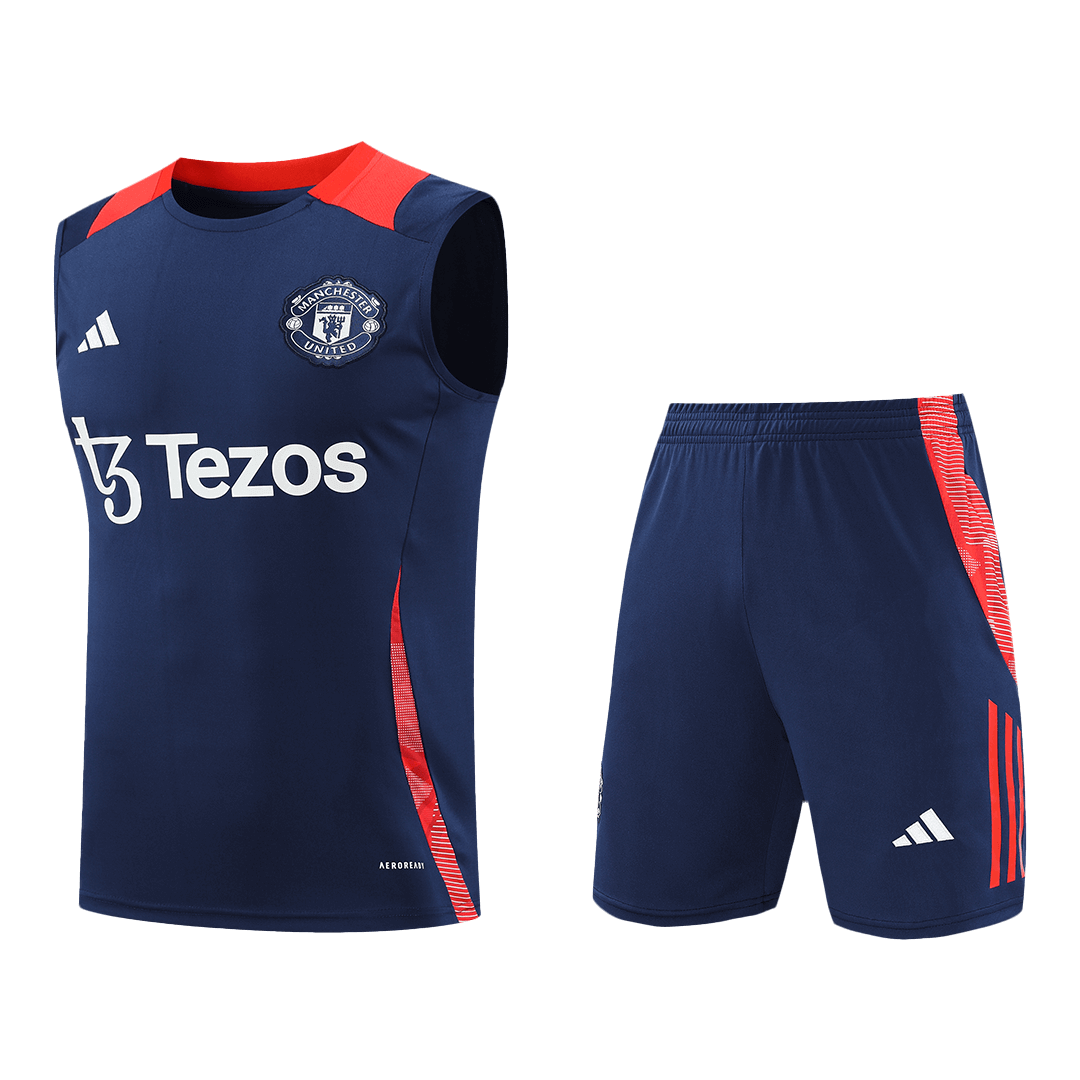 Manchester United Pre-Match Soccer Jersey Vest Kit(Jersey+Shorts) 2024/25 footmaillots.fr