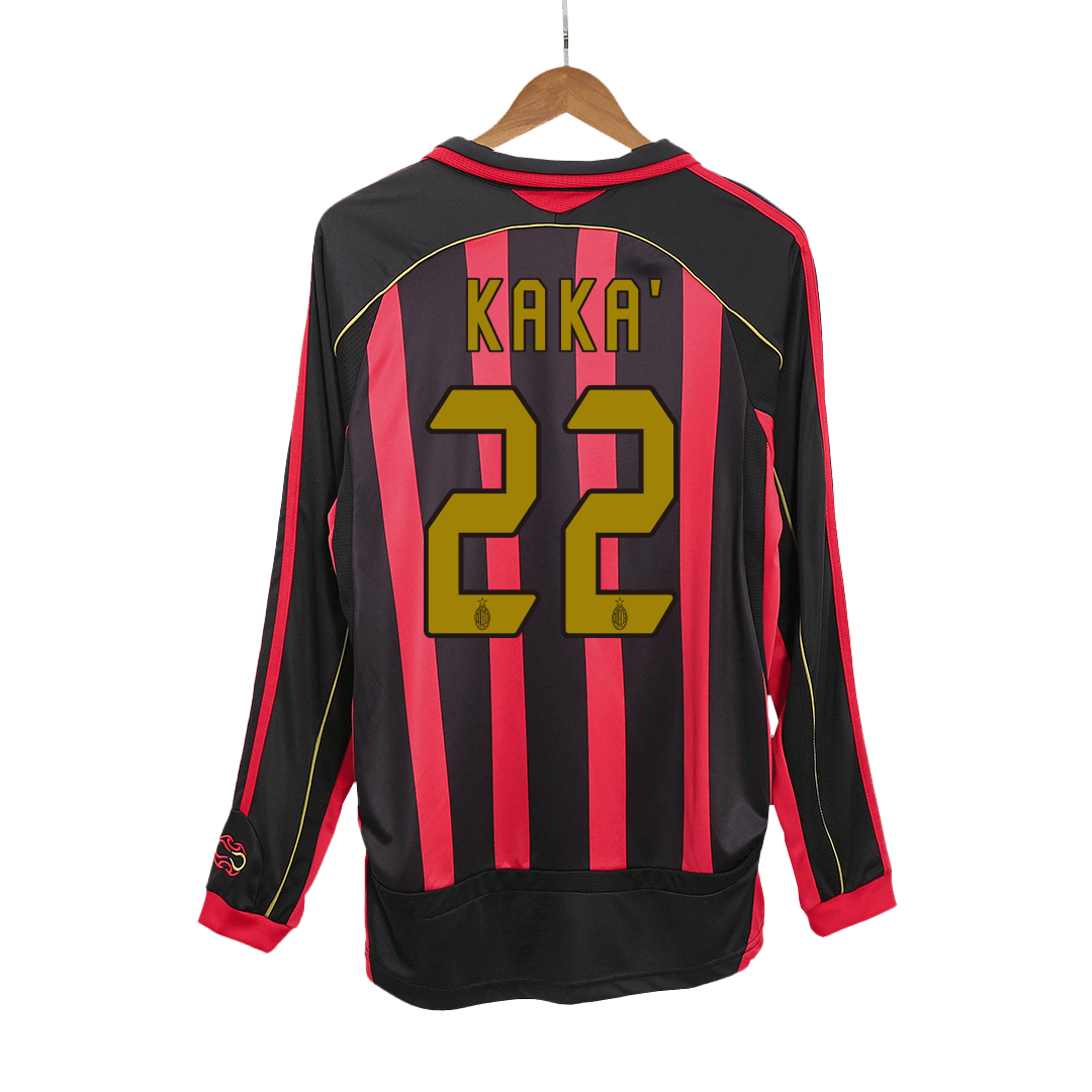 Retro KAKA' #22 2006/07 AC Milan Home Long Sleeve Soccer Jersey footmaillots.fr