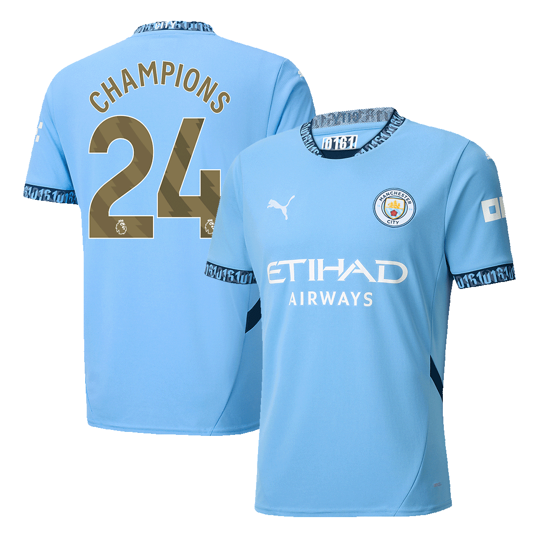 CHAMPIONS #24 Manchester City Home Soccer Jersey 2024/25 footmaillots.fr