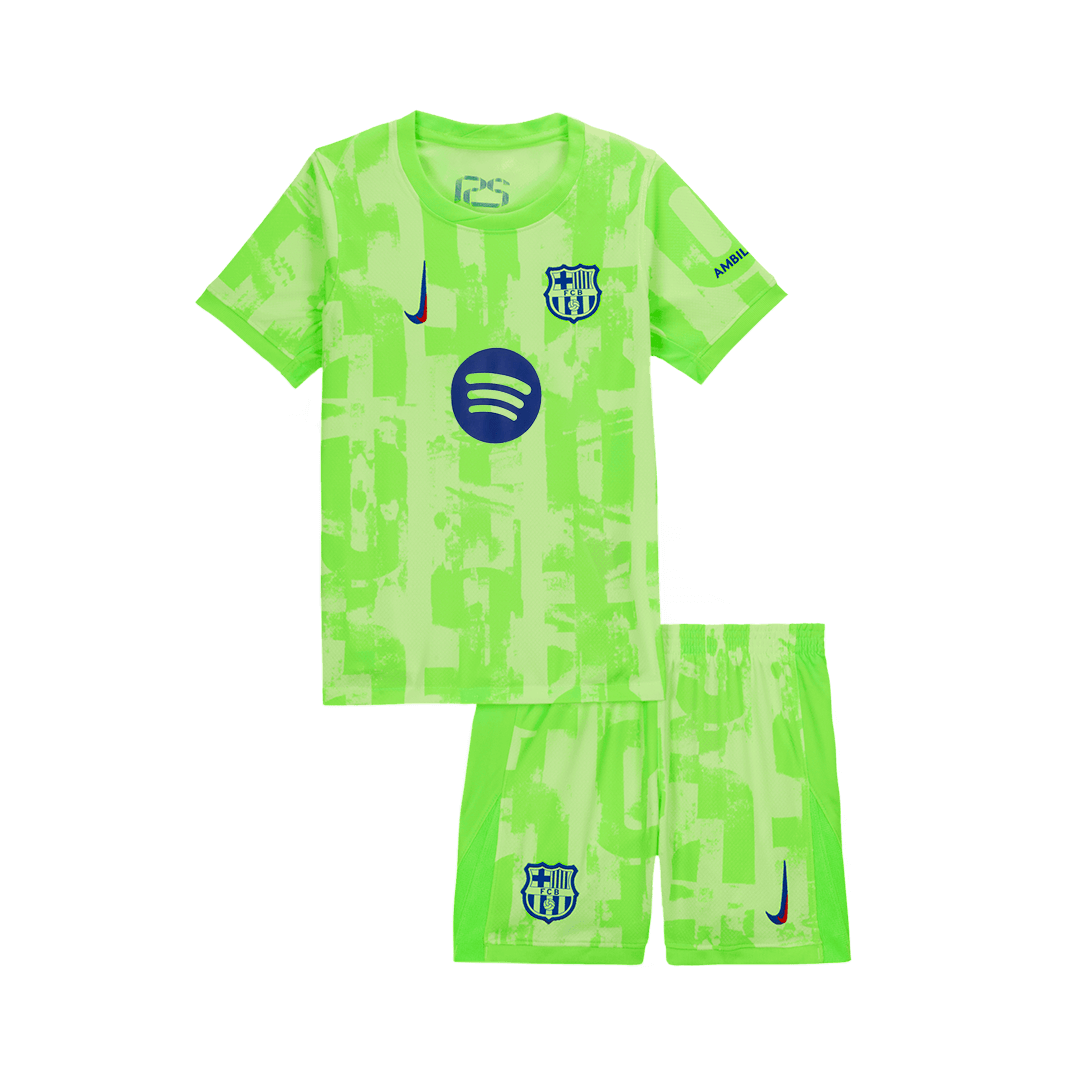 Kid's Barcelona Third Away Soccer Jersey Kit(Jersey+Shorts) 2024/25 - UCL (Spotify Logo Without Text) footmaillots.fr