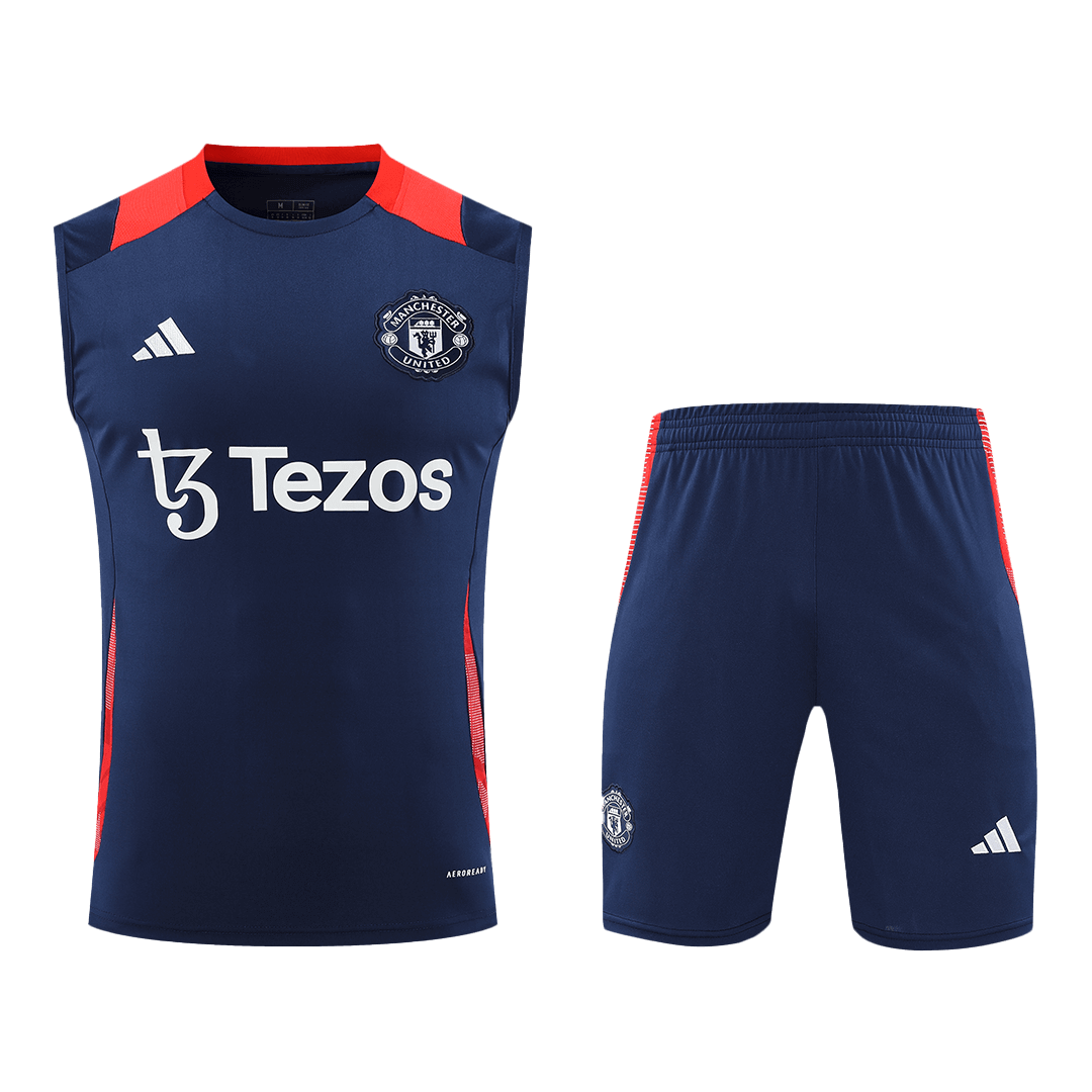 Manchester United Pre-Match Soccer Jersey Vest Kit(Jersey+Shorts) 2024/25 footmaillots.fr