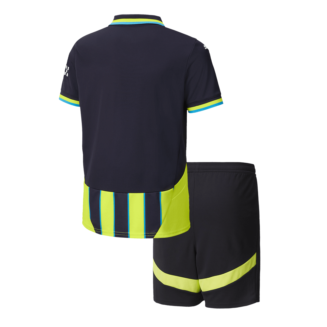 Kid's Manchester City Away Soccer Jersey Kit(Jersey+Shorts) 2024/25 footmaillots.fr