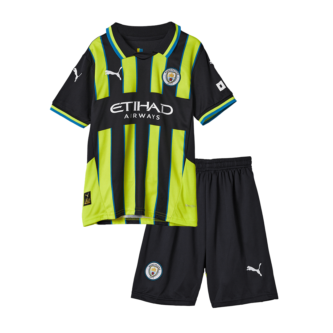 Kid's Manchester City Away Soccer Jersey Kit(Jersey+Shorts) 2024/25 footmaillots.fr