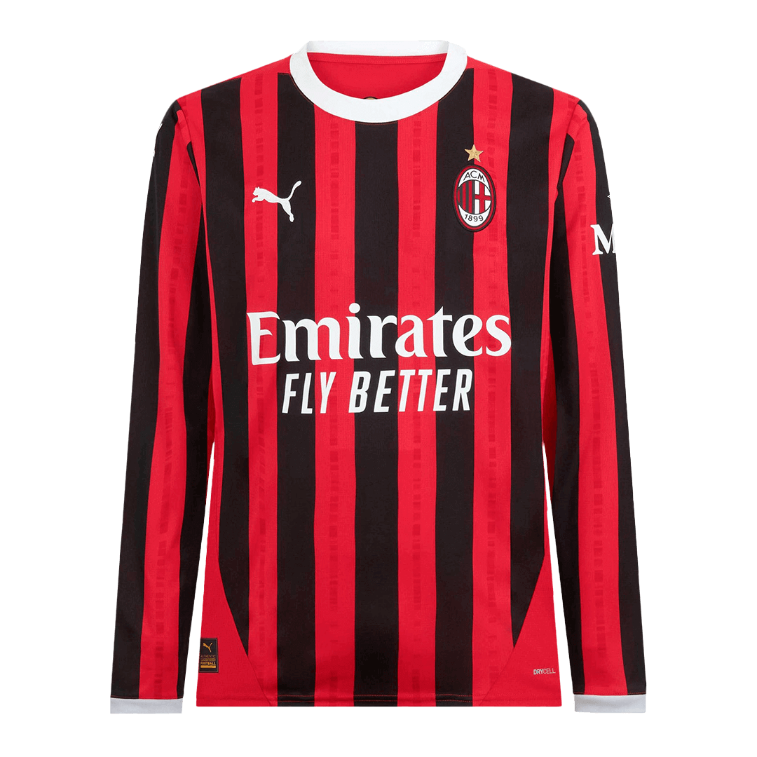 AC Milan Home Long Sleeve Soccer Jersey 2024/25 footmaillots.fr