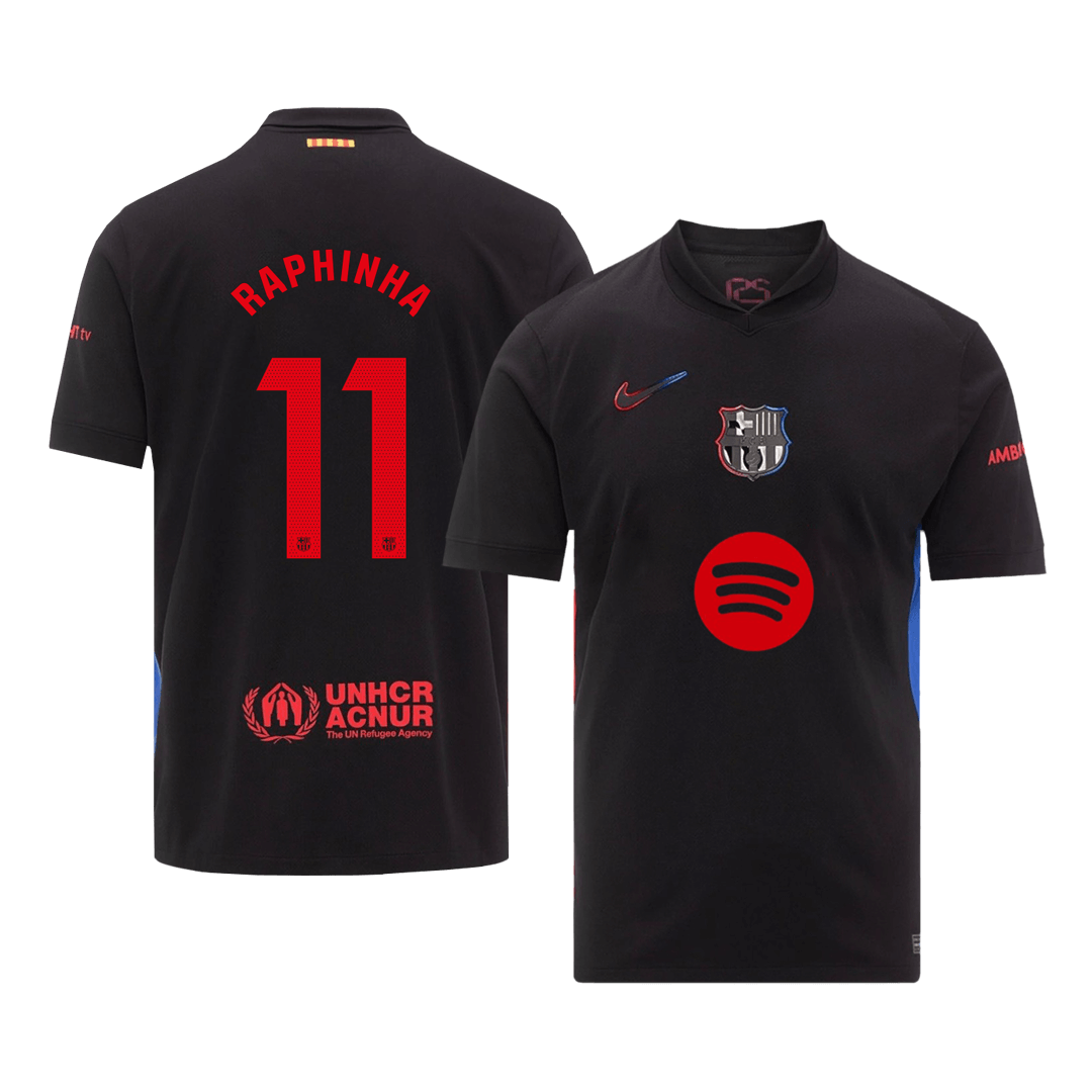 RAPHINHA #11 Barcelona Away Soccer Jersey 2024/25 -?Spotify Logo Without Text? footmaillots.fr