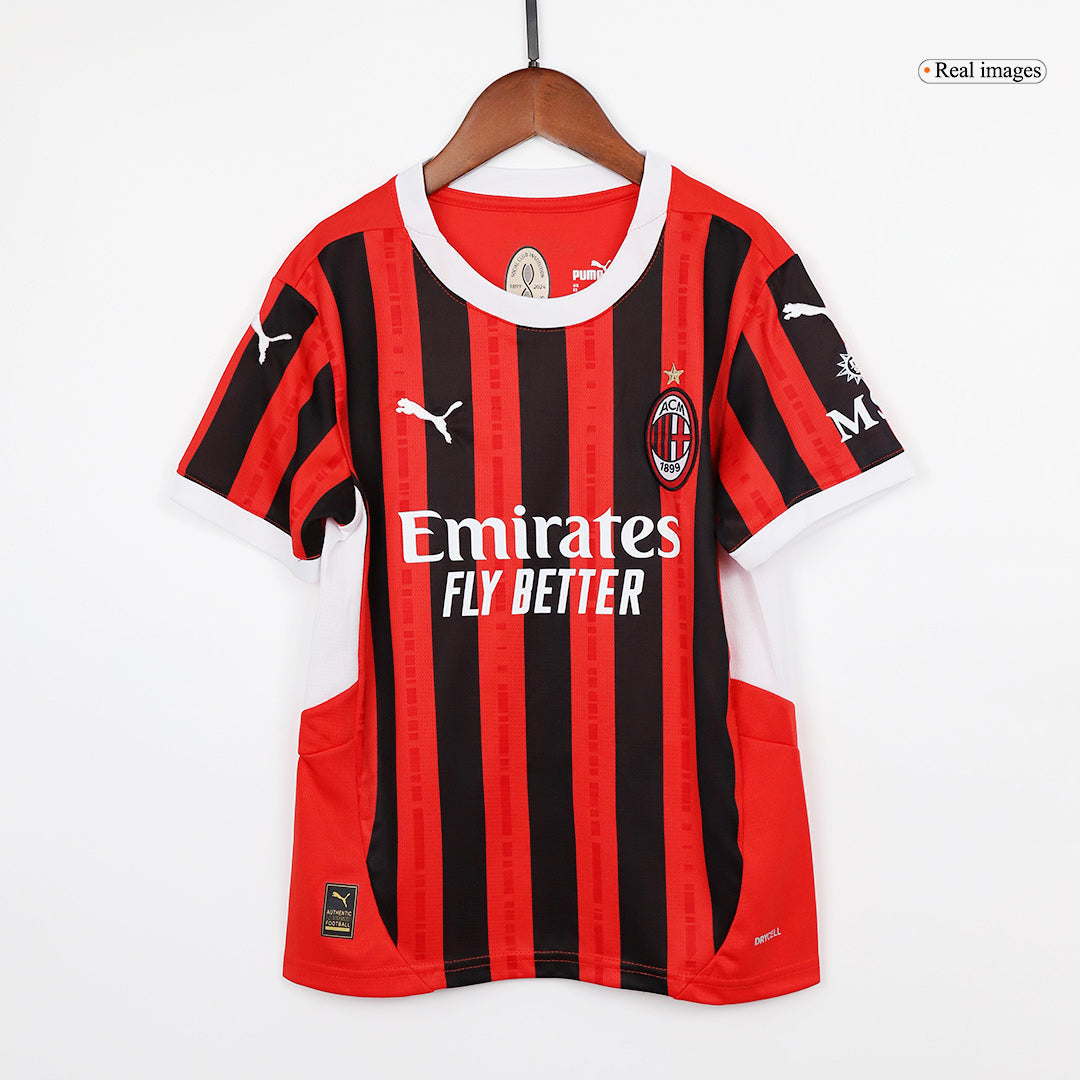 Kid's AC Milan Home Soccer Jersey Kit(Jersey+Shorts) 2024/25 footmaillots.fr