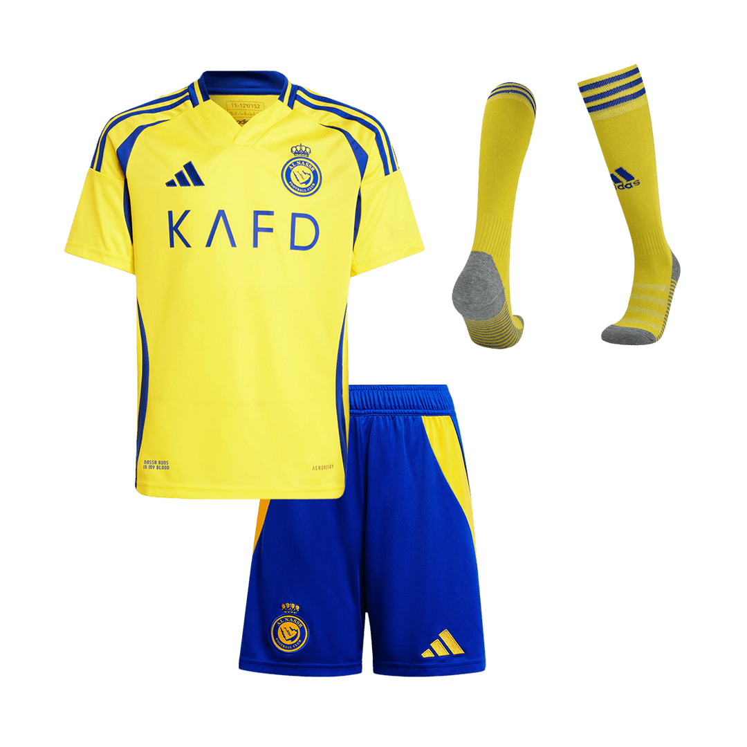Kid's Al Nassr Home Soccer Jersey Kit(Jersey+Shorts+Socks) 2024/25 footmaillots.fr