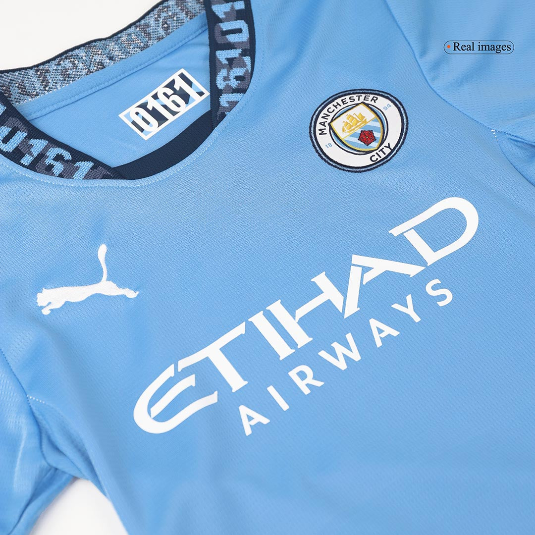 Kid's Manchester City Home Soccer Jersey Kit(Jersey+Shorts) 2024/25 footmaillots.fr