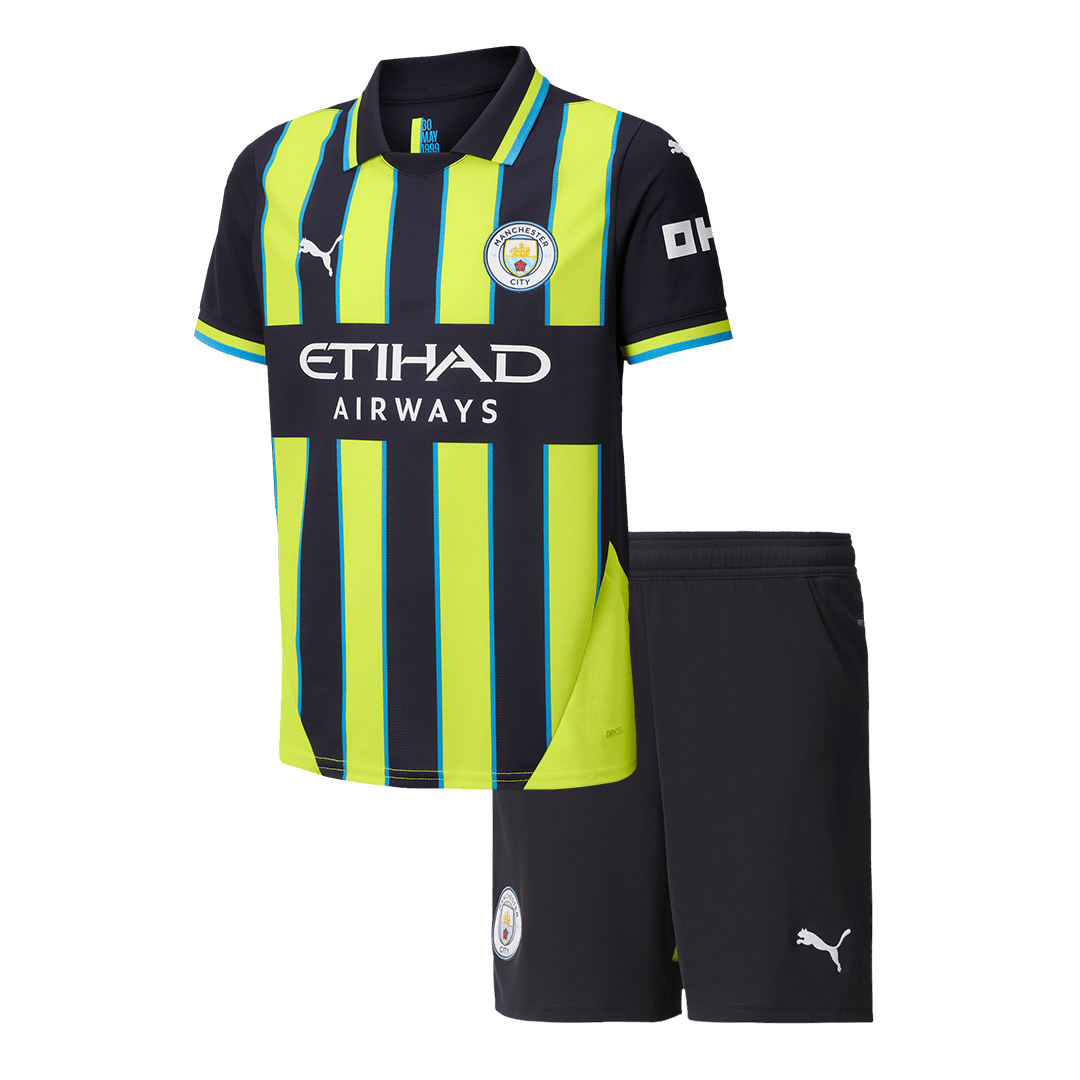 Kid's Manchester City Away Soccer Jersey Kit(Jersey+Shorts) 2024/25 footmaillots.fr