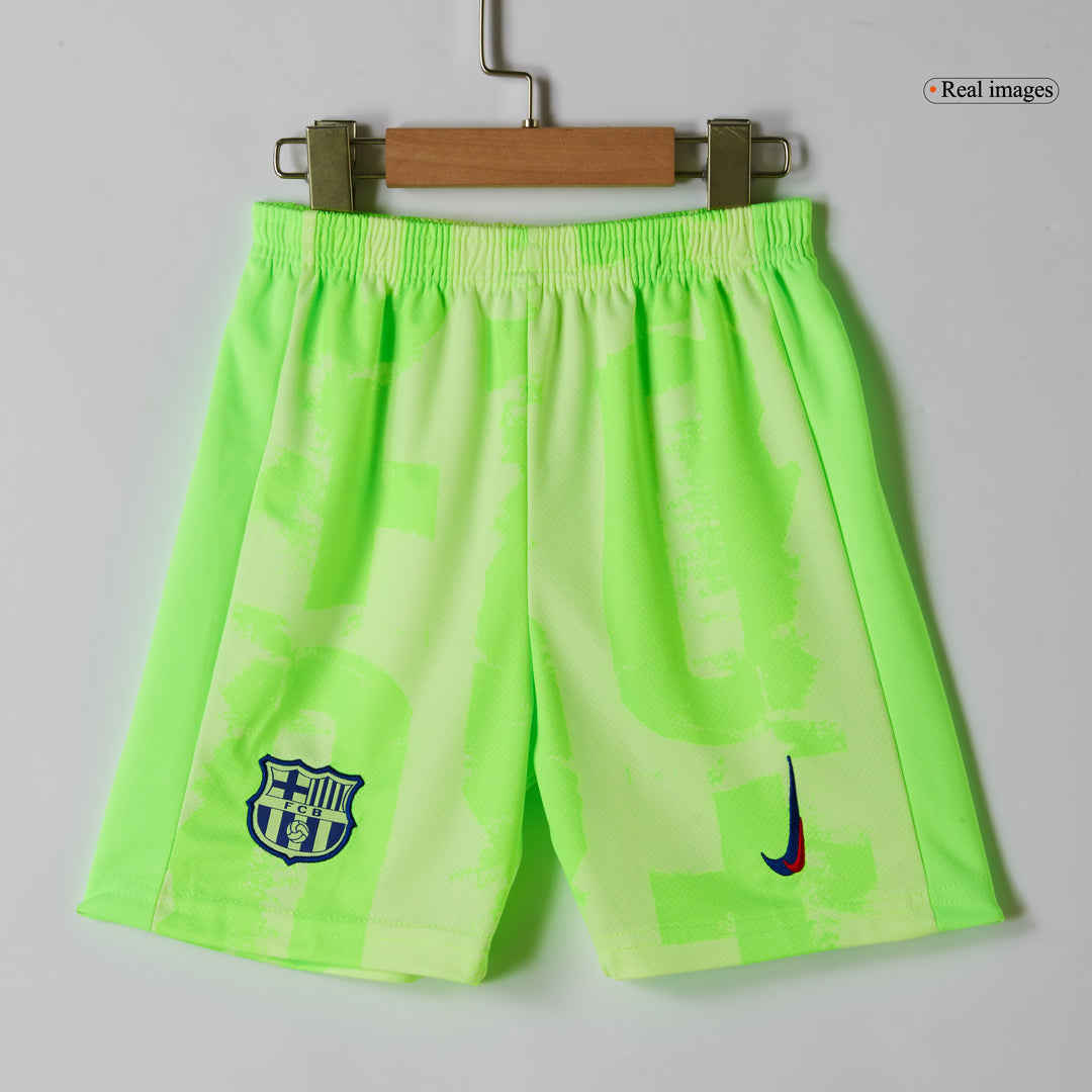 Kid's Barcelona Third Away Soccer Jersey Kit(Jersey+Shorts+Socks) 2024/25- UCL (Spotify Logo Without Text) footmaillots.fr