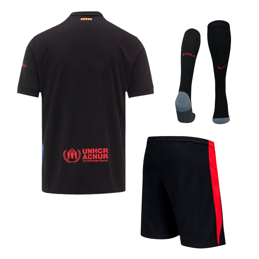 Barcelona Away Soccer Jersey Kit(Jersey+Shorts+Socks) 2024/25- Spotify Logo Without Text footmaillots.fr