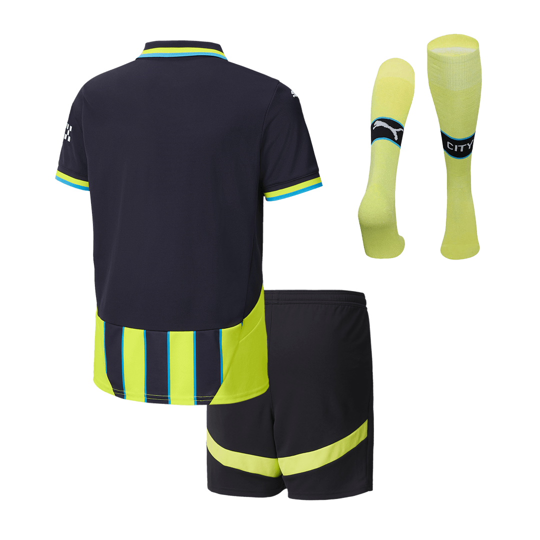 Kid's Manchester City Away Soccer Jersey Kit(Jersey+Shorts+Socks) 2024/25 footmaillots.fr