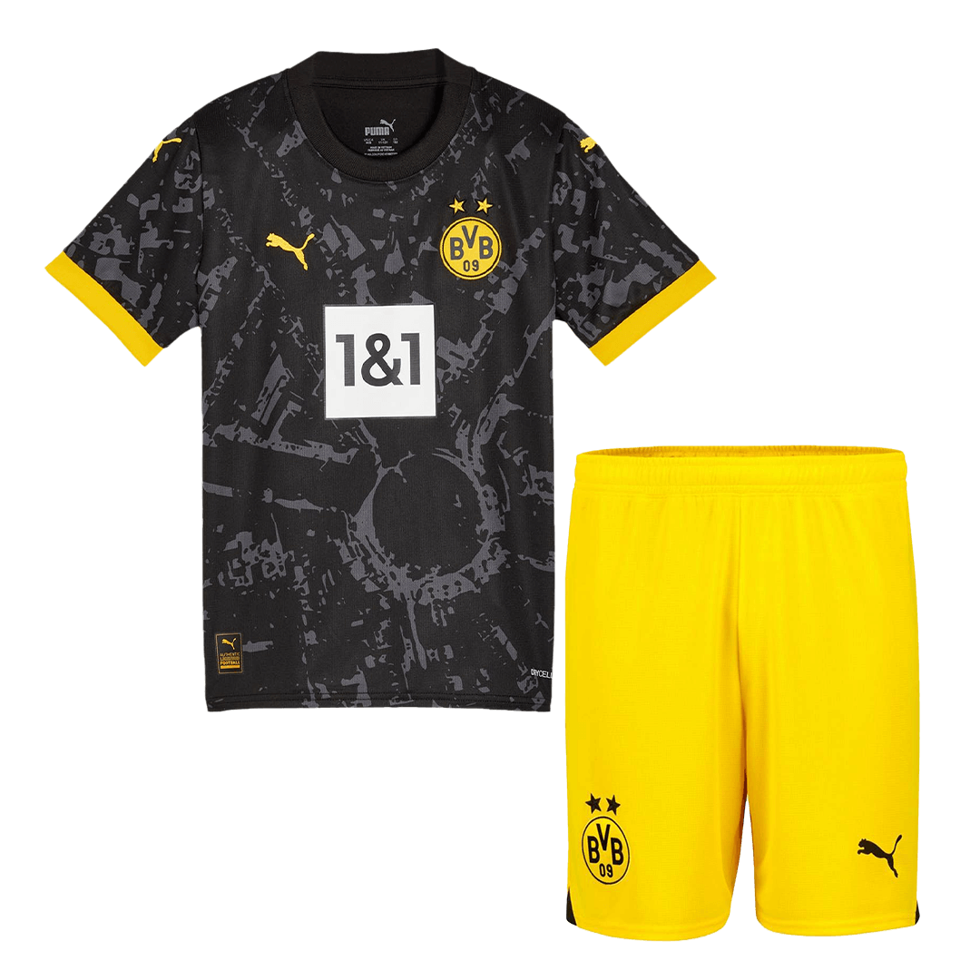 Kid's Borussia Dortmund Away Soccer Jersey Kit(Jersey+Shorts) 2023/24 footmaillots.fr