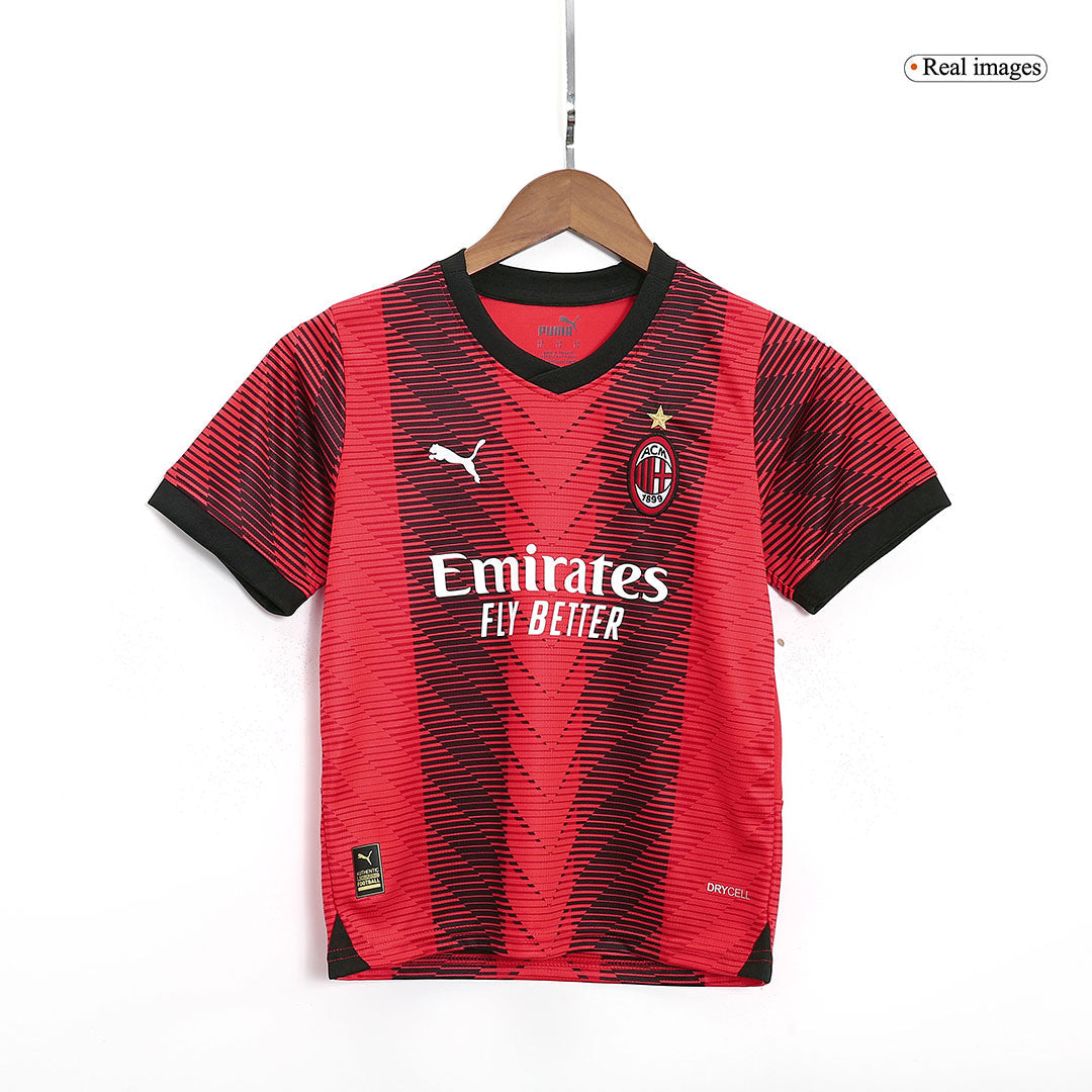 Kid's AC Milan Home Soccer Jersey Kit(Jersey+Shorts) 2023/24 footmaillots.fr