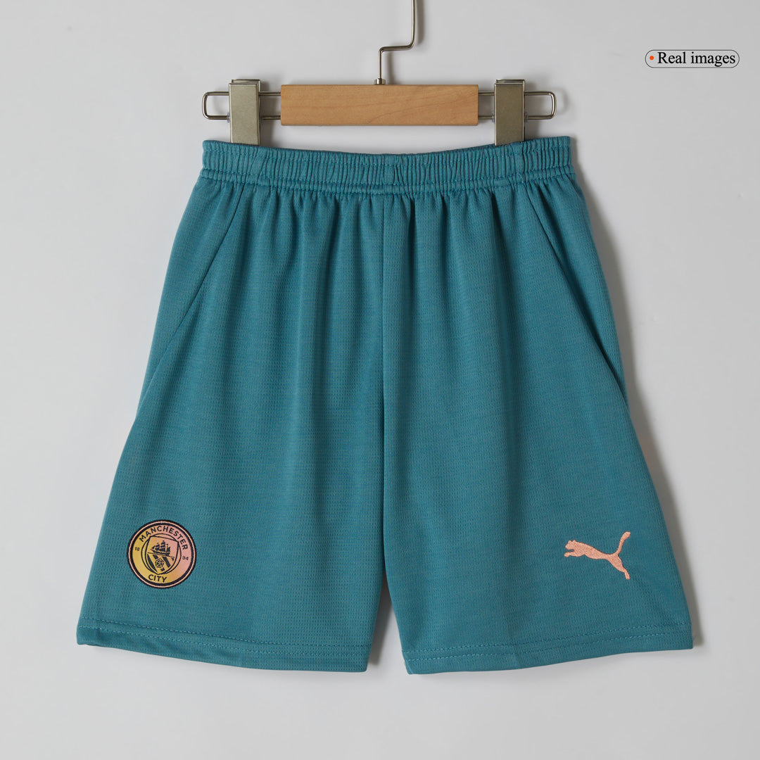 Kid's Manchester City Fourth Away Soccer Jersey Kit(Jersey+Shorts) 2024/25- Definitely City (UCL) footmaillots.fr