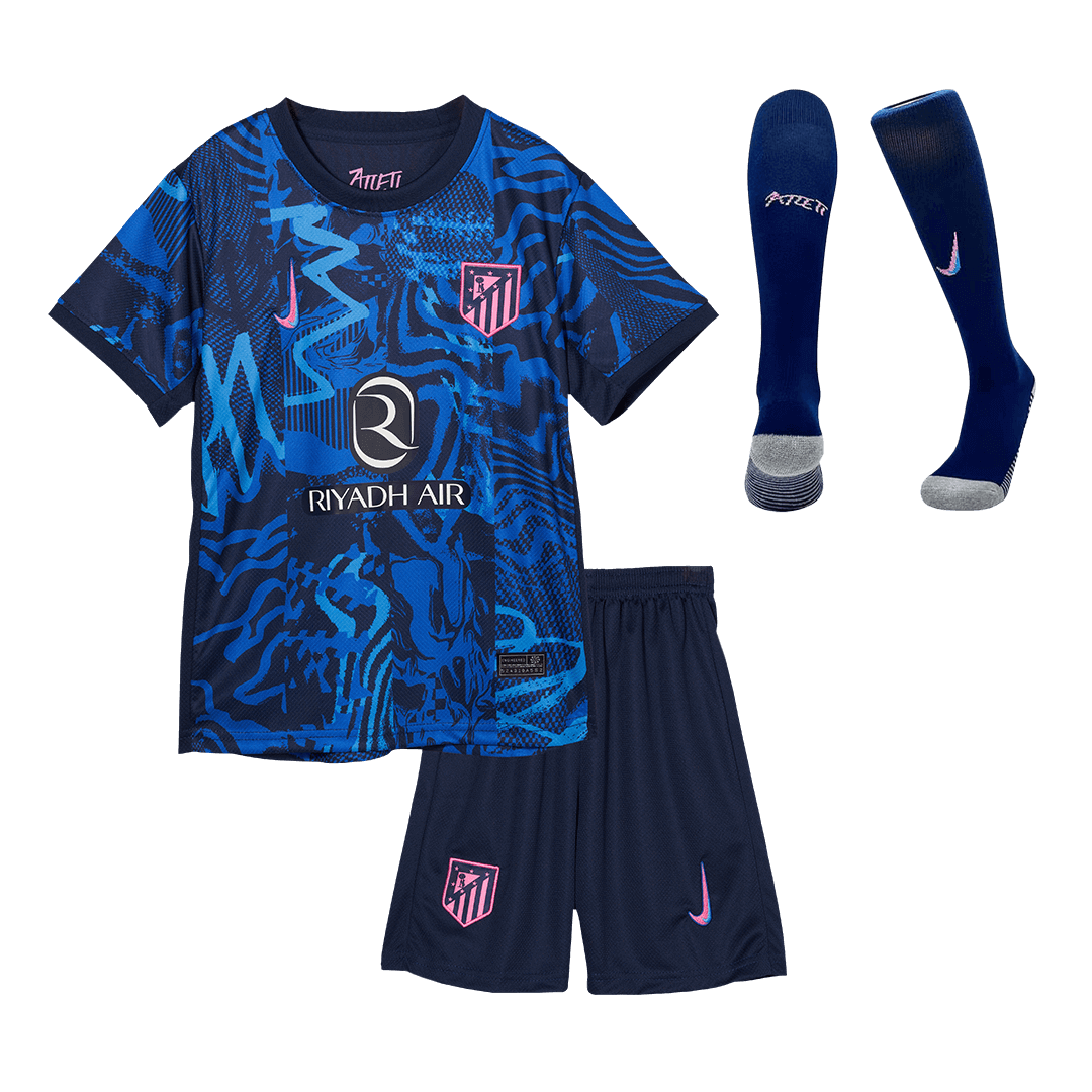 Kid's Atletico Madrid Third Away Soccer Jersey Kit(Jersey+Shorts+Socks) 2024/25 footmaillots.fr